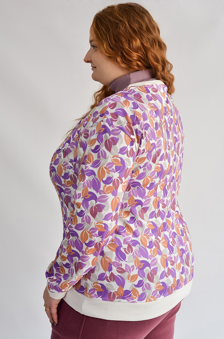 Світшот з художнім принтом листочків великих розмірів