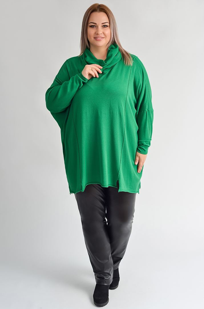 Светр довгий з декоративними швами великих розмірів