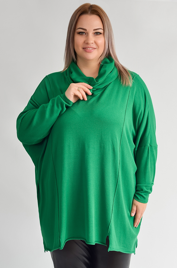 Светр довгий з декоративними швами великих розмірів