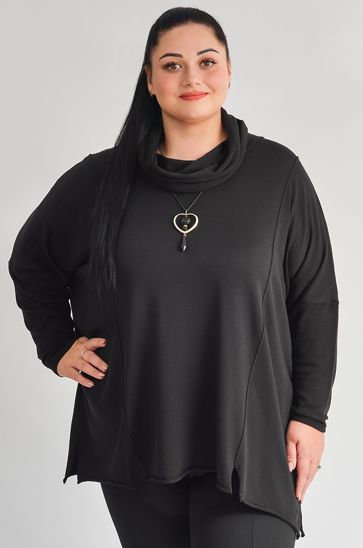 Светр довгий з декоративними швами великих розмірів