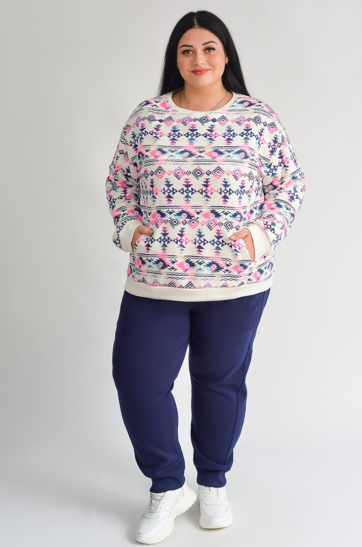 Світшот на флісі з яскравим принтом великих розмірів