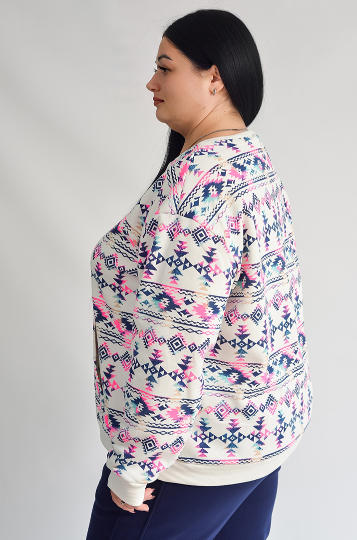 Світшот на флісі з яскравим принтом великих розмірів