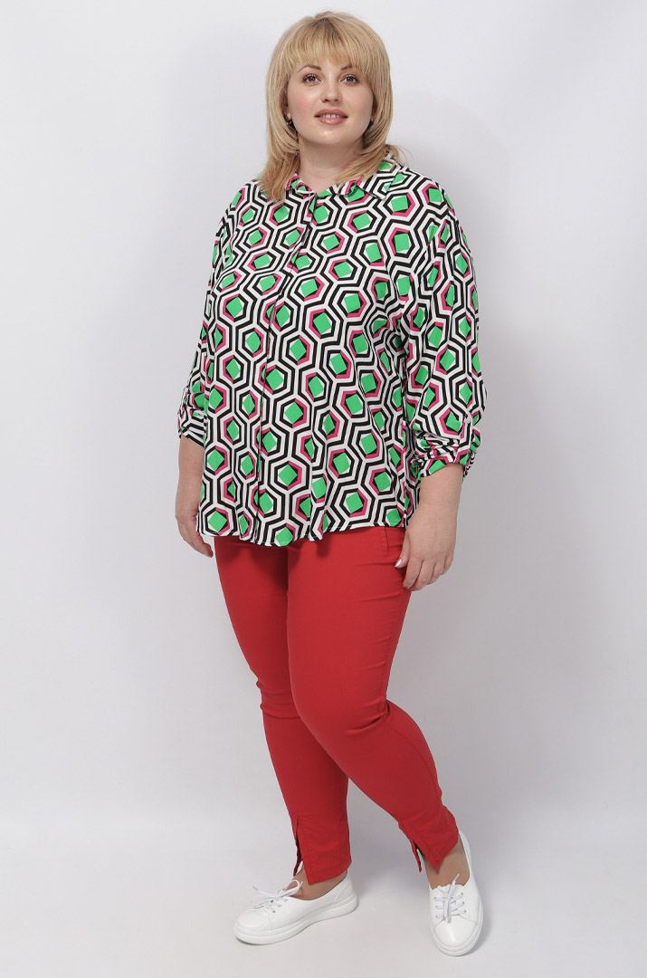 Рубашка длинная в геометрический принт супер батал