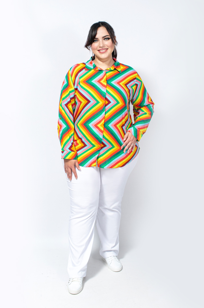 Рубашка штапель в геометрический принт супер батал