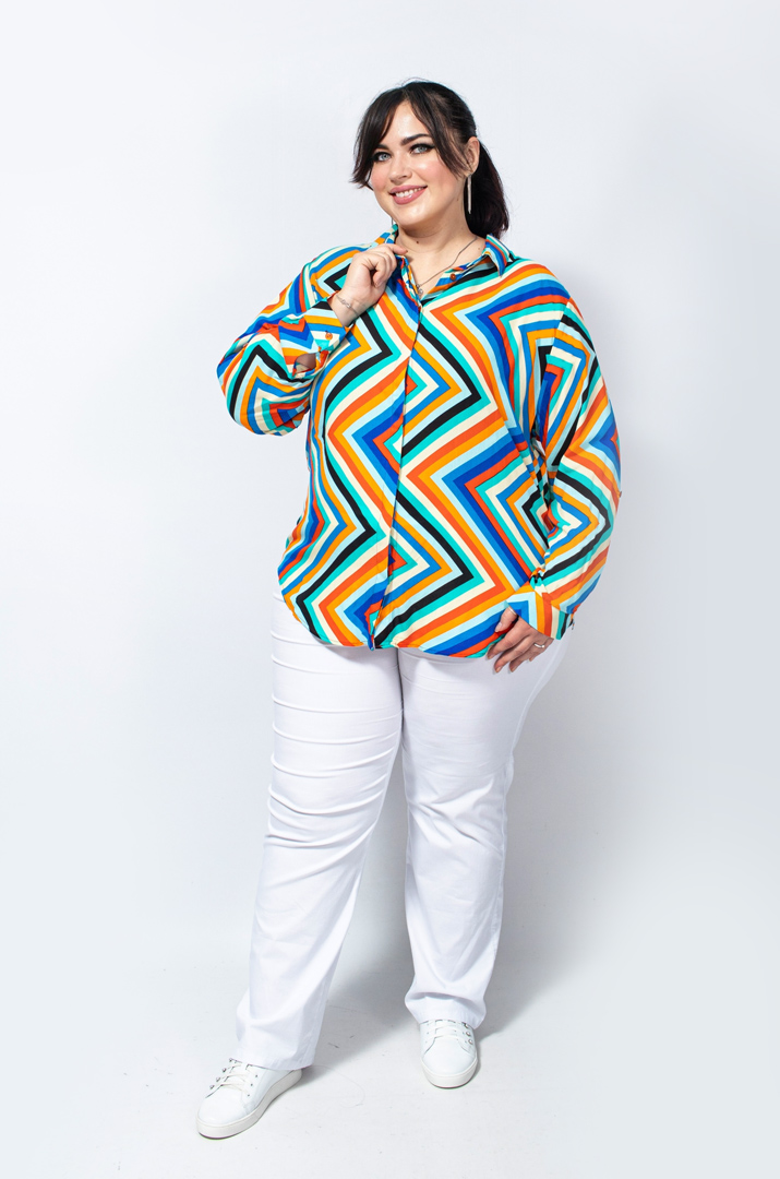 Рубашка штапель в геометрический принт супер батал