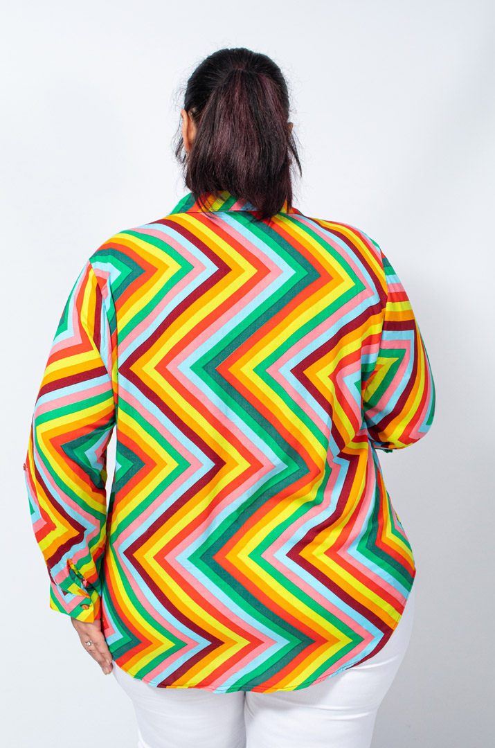 Рубашка штапель в геометрический принт супер батал