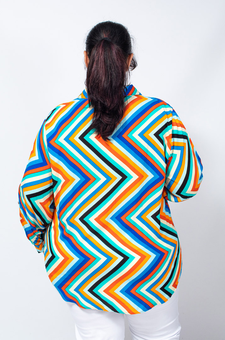 Рубашка штапель в геометрический принт супер батал