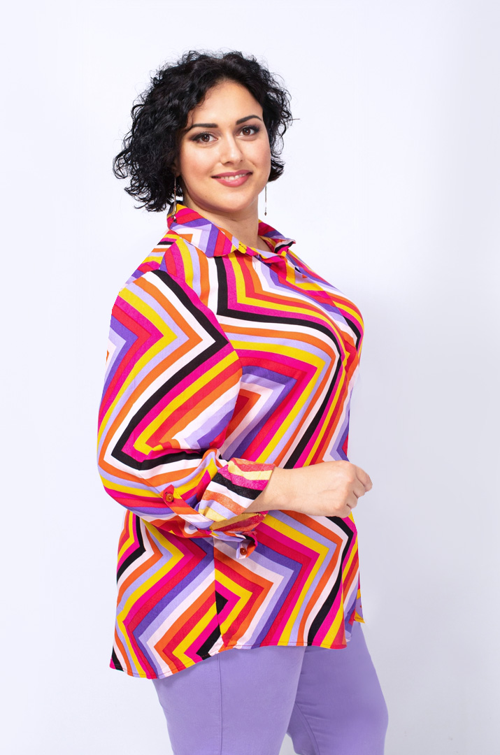 Рубашка штапель в геометрический принт супер батал