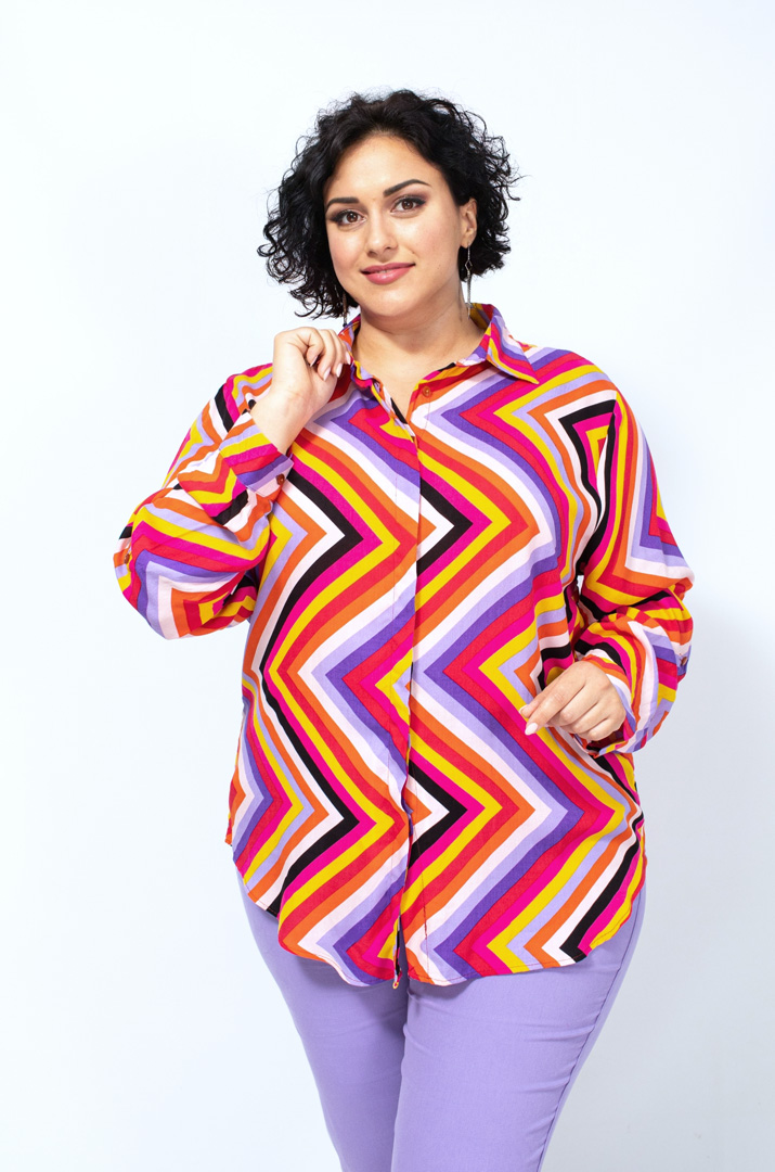 Рубашка штапель в геометрический принт супер батал