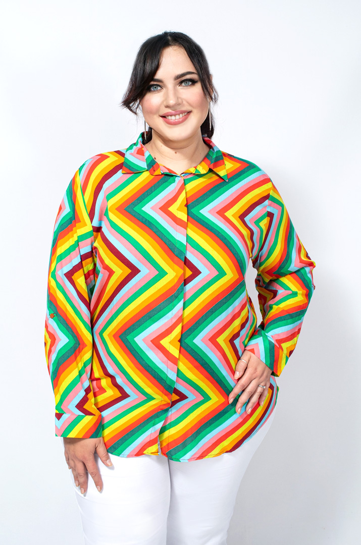 Рубашка штапель в геометрический принт супер батал