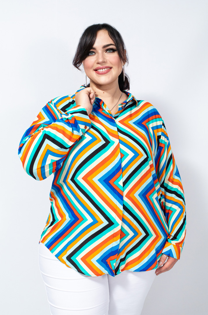 Рубашка штапель в геометрический принт супер батал
