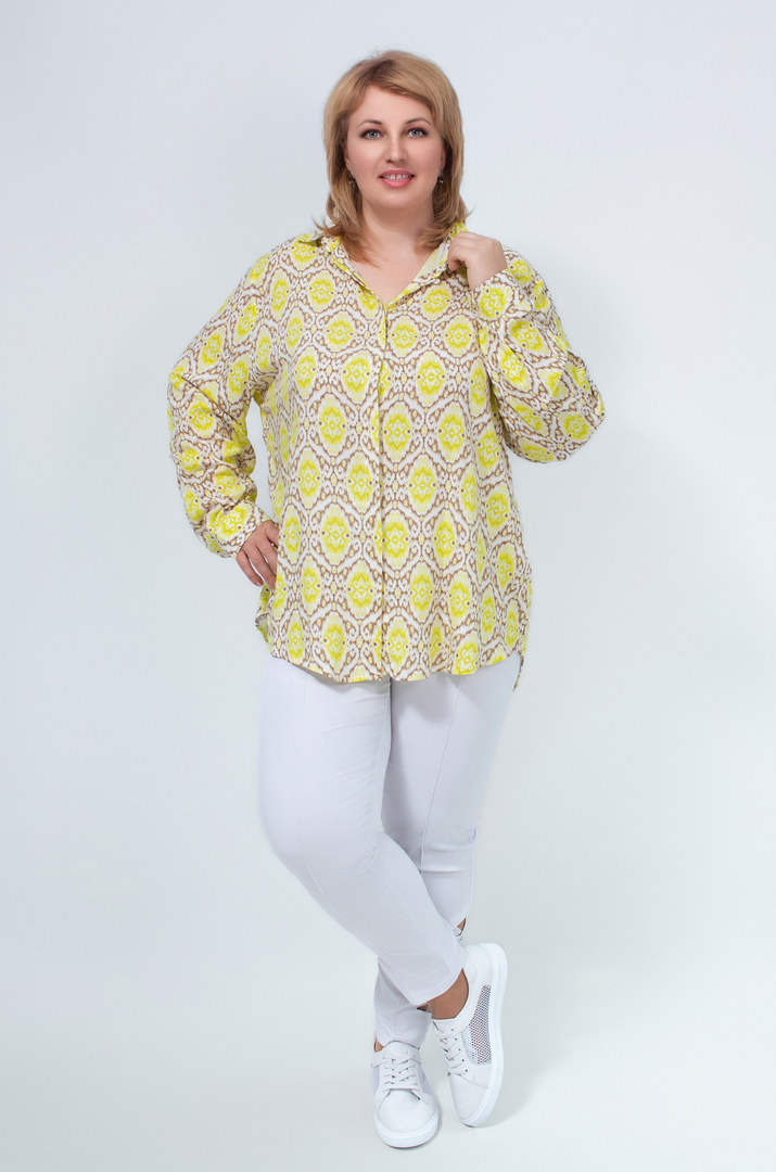 Рубашка штапель в орнамент супер батал