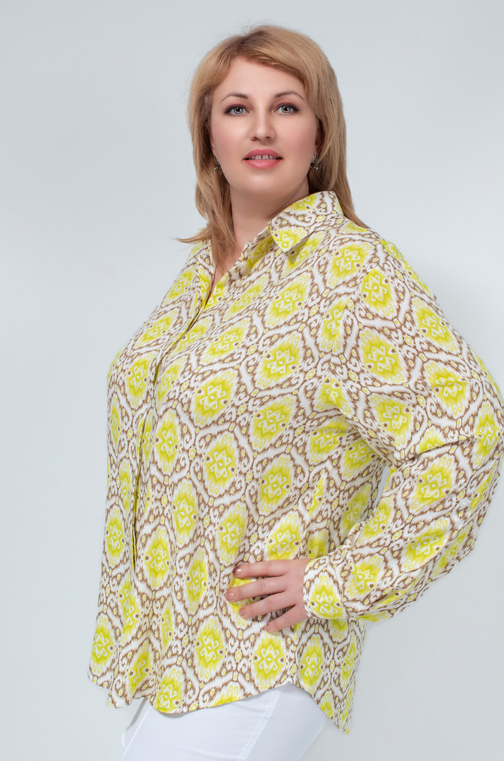 Рубашка штапель в орнамент супер батал