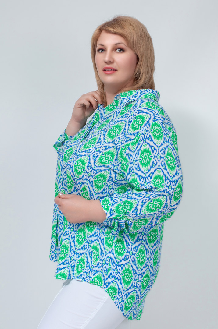 Рубашка штапель в орнамент супер батал