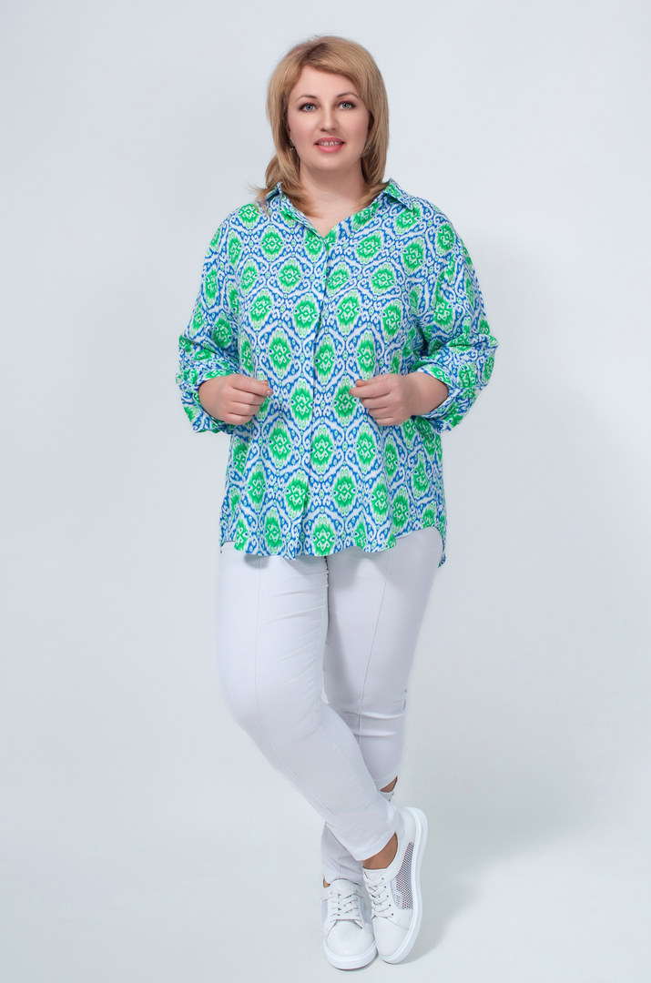 Рубашка штапель в орнамент супер батал