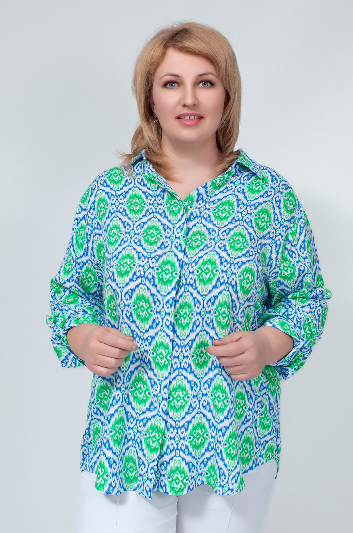 Рубашка штапель в орнамент супер батал
