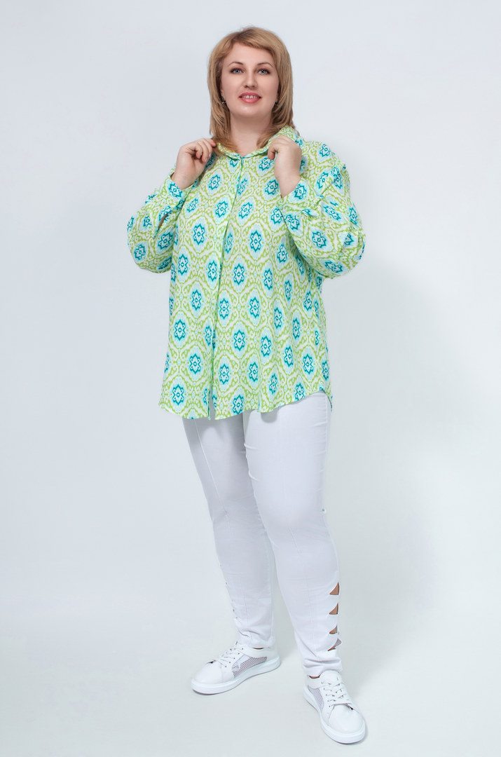 Рубашка штапель в орнамент супер батал