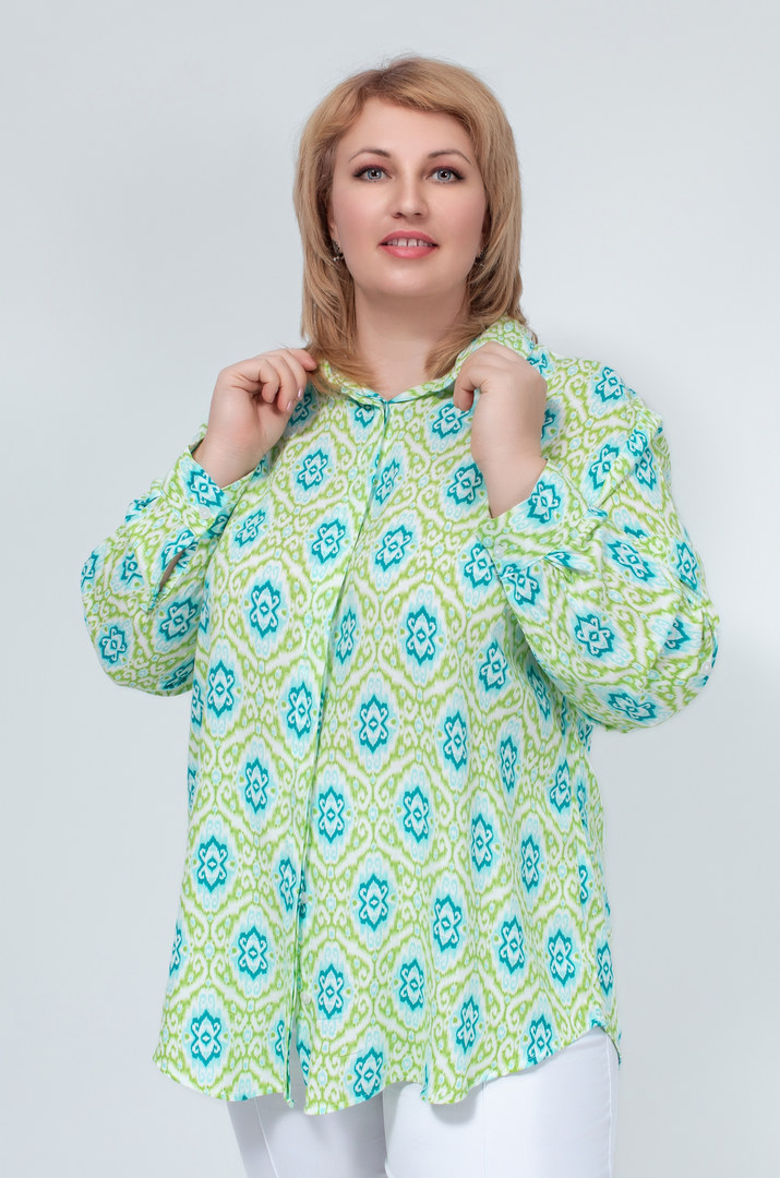 Рубашка штапель в орнамент супер батал