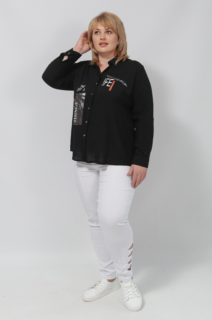 Штапельна сорочка з написами батал