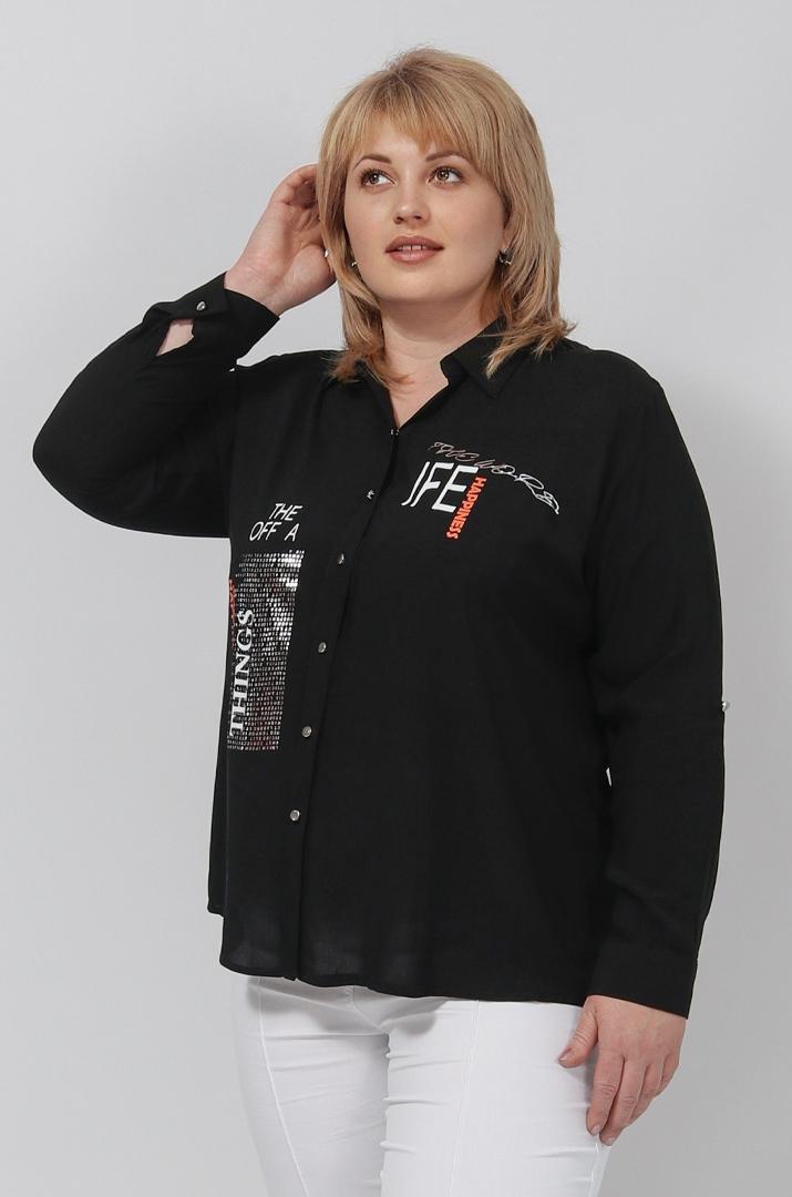 Штапельна сорочка з написами батал