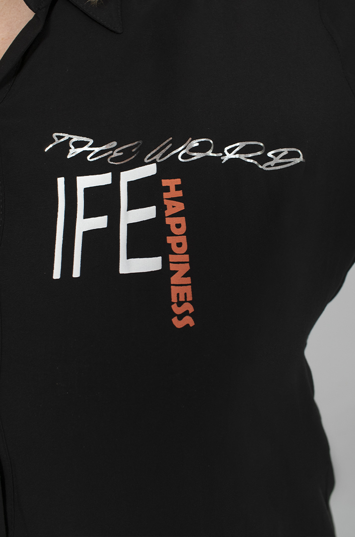 Штапельна сорочка з написами батал