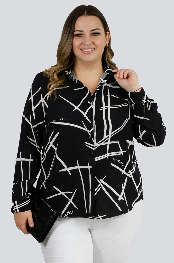 Сорочка в абстрактний принт великих розмірів