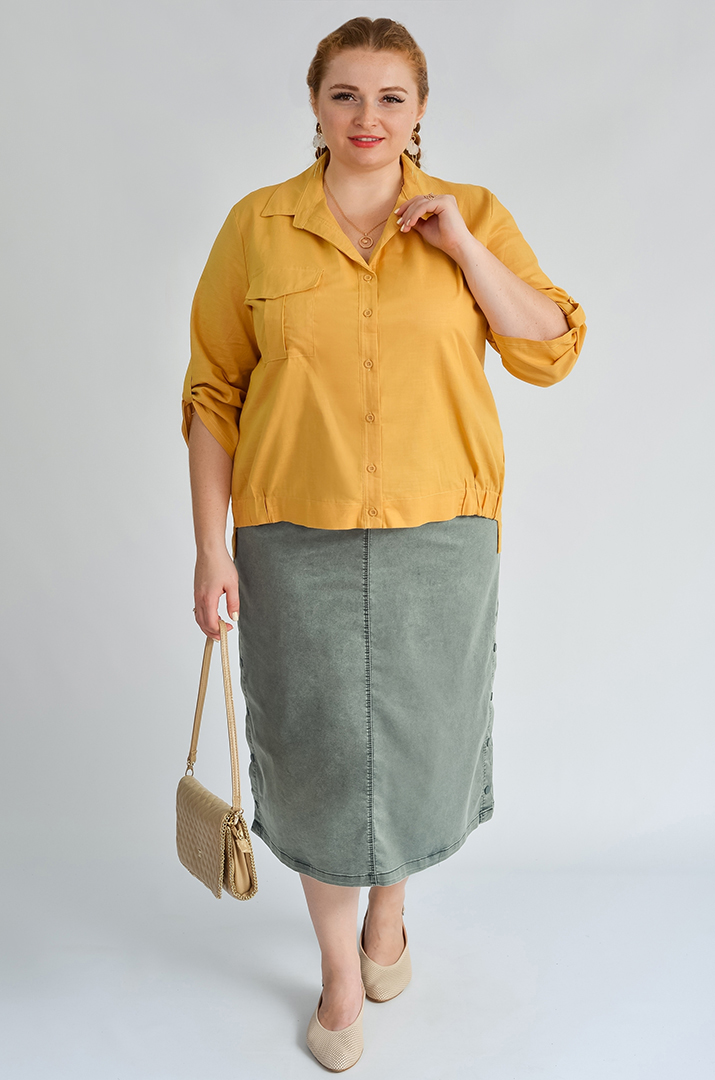 Рубашка льняная с карманами больших размеров