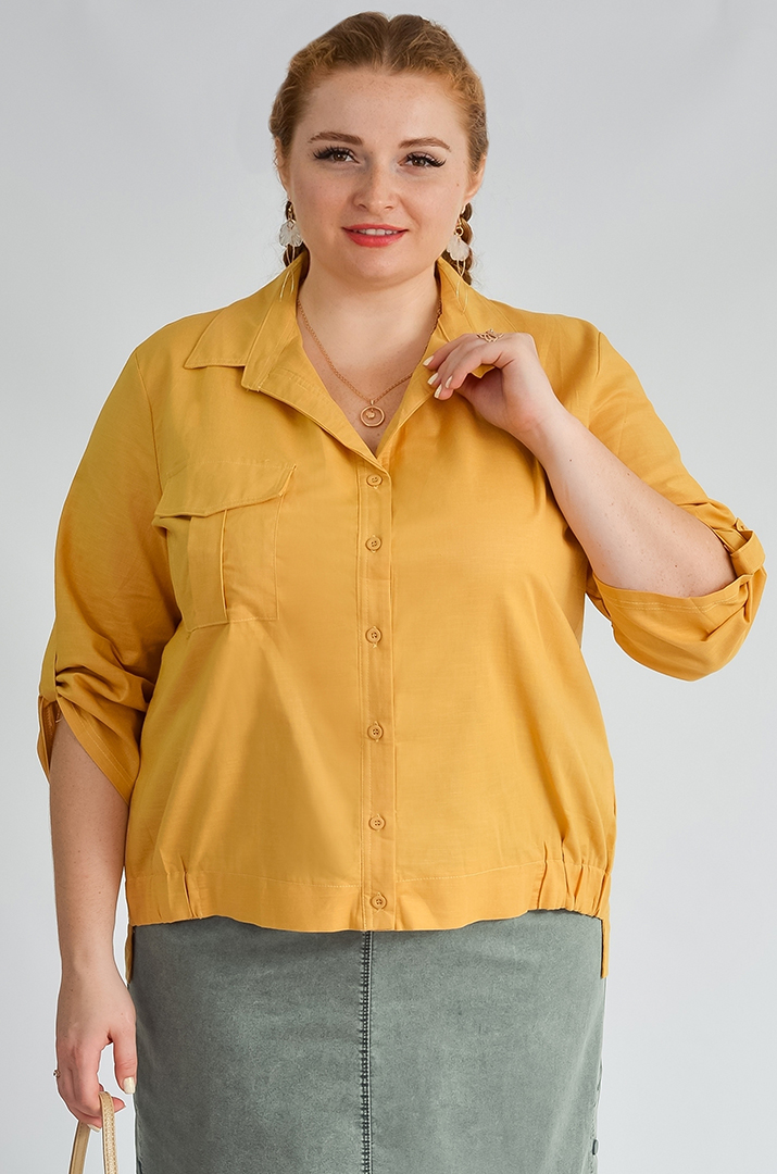 Рубашка льняная с карманами больших размеров