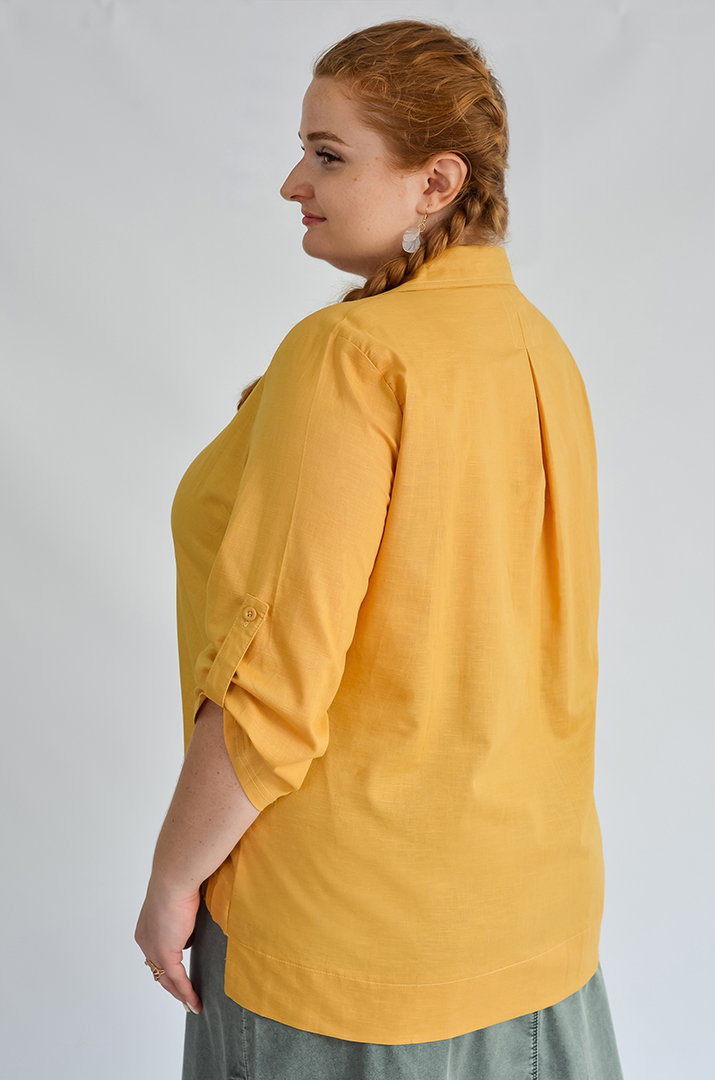 Рубашка льняная с карманами больших размеров