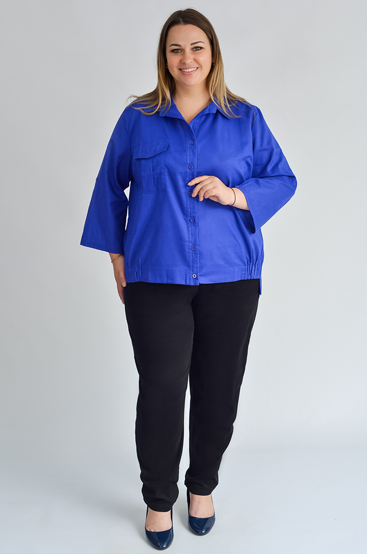 Рубашка льняная с карманами больших размеров