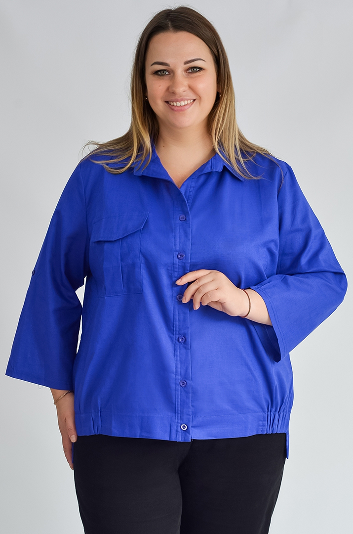 Рубашка льняная с карманами больших размеров