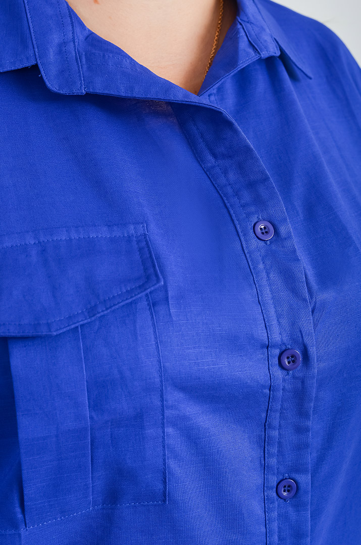 Рубашка льняная с карманами больших размеров