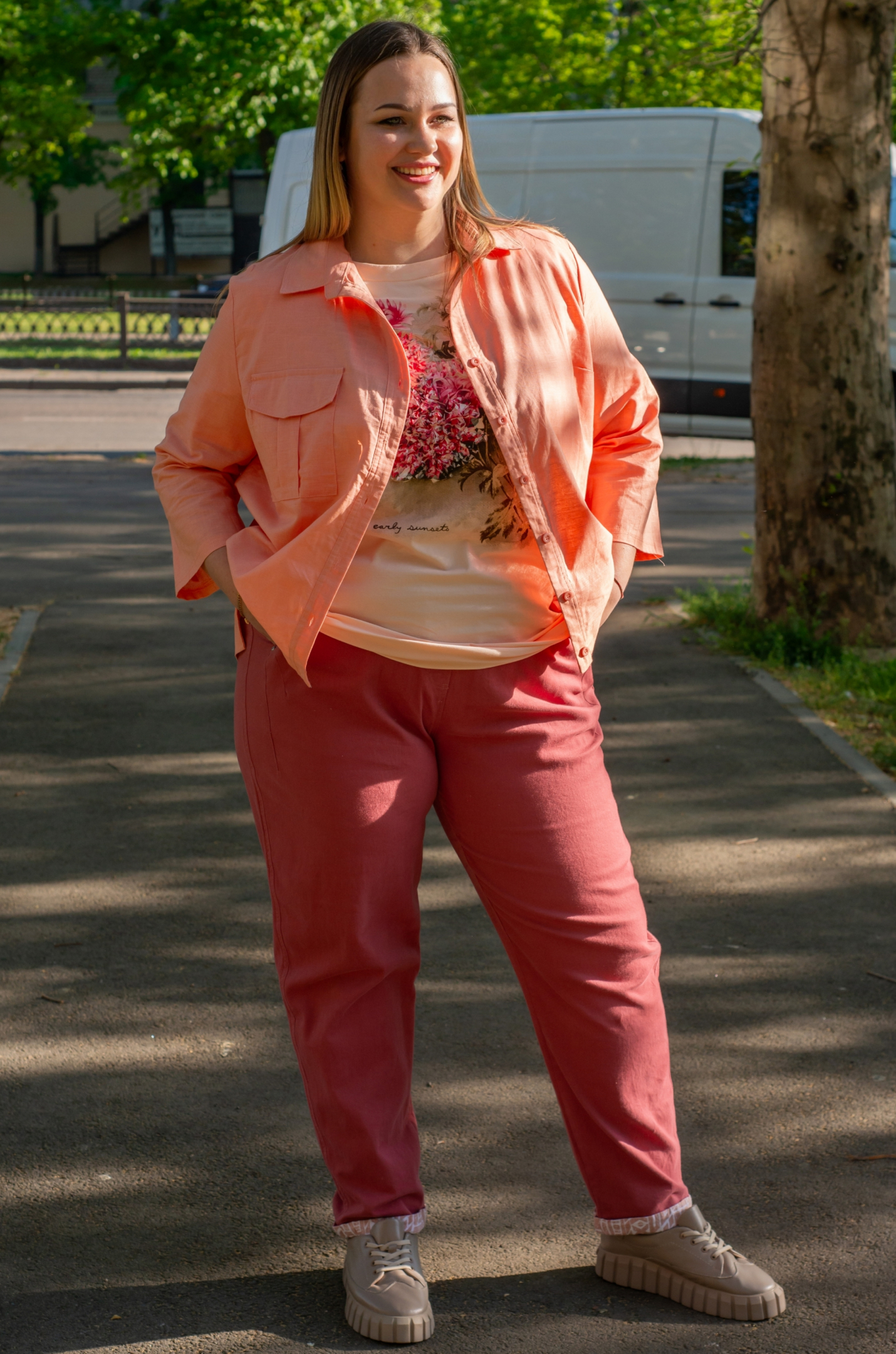 Рубашка льняная с карманами больших размеров