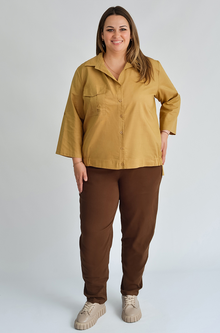 Рубашка льняная с карманами больших размеров