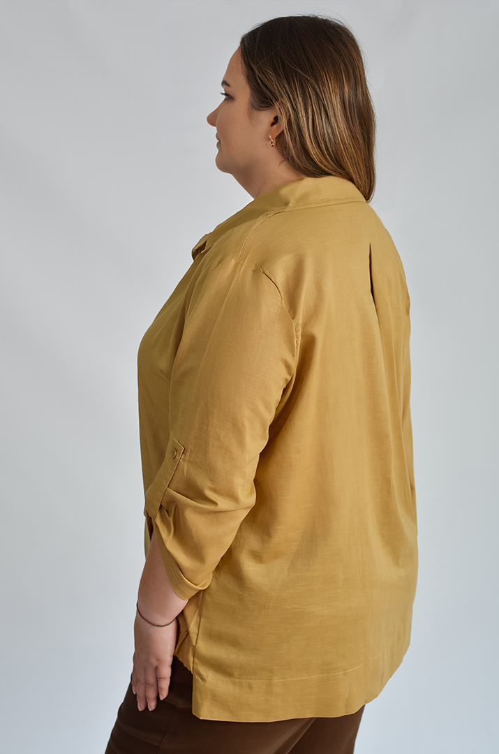 Рубашка льняная с карманами больших размеров