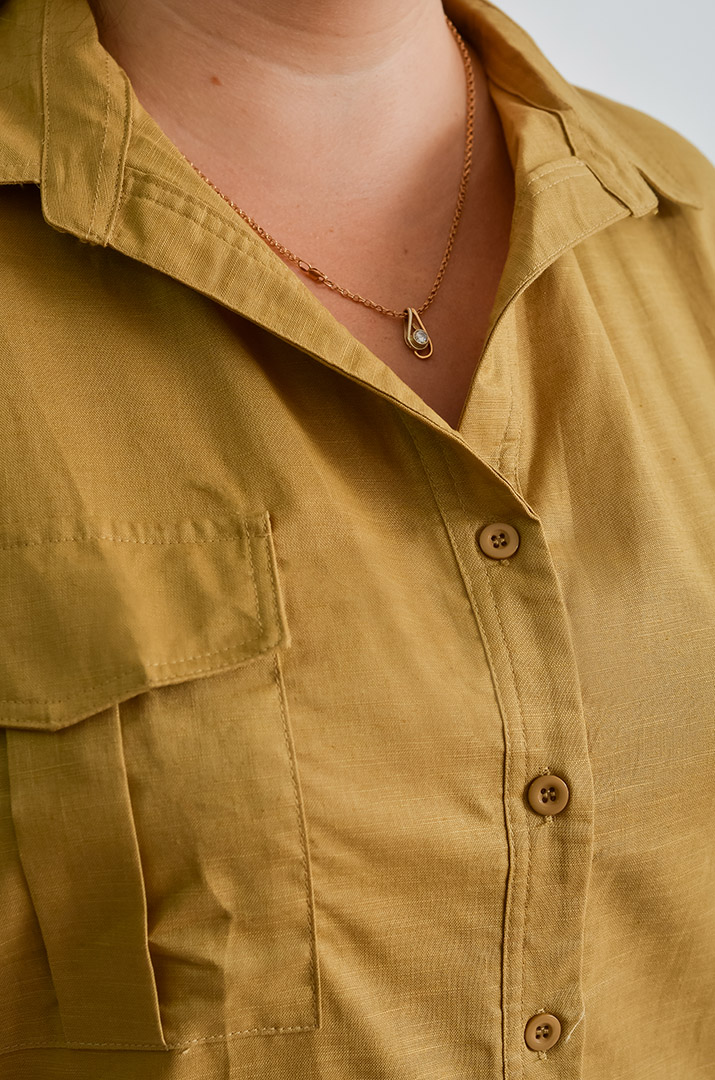 Рубашка льняная с карманами больших размеров