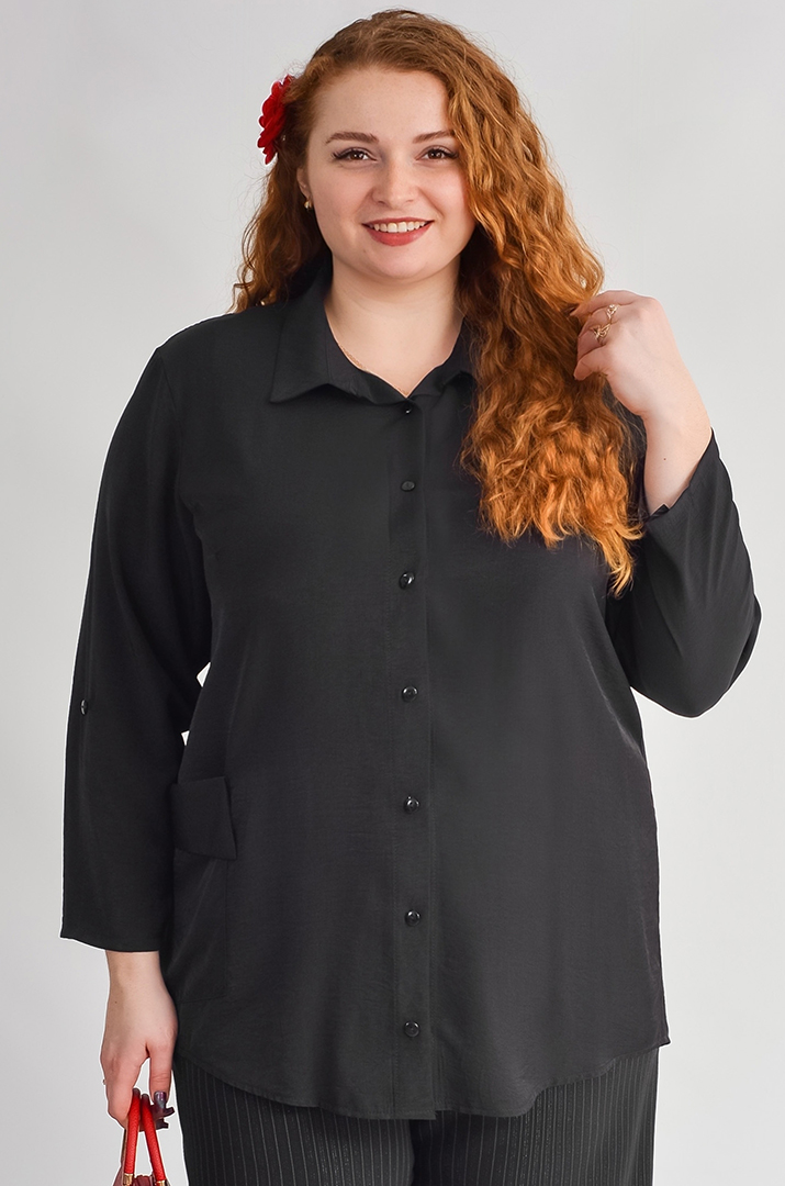 Довга сорочка з декоративною планкою з ґудзиками великих розмірів