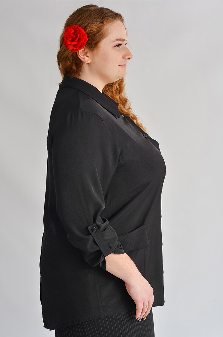 Довга сорочка з декоративною планкою з ґудзиками великих розмірів