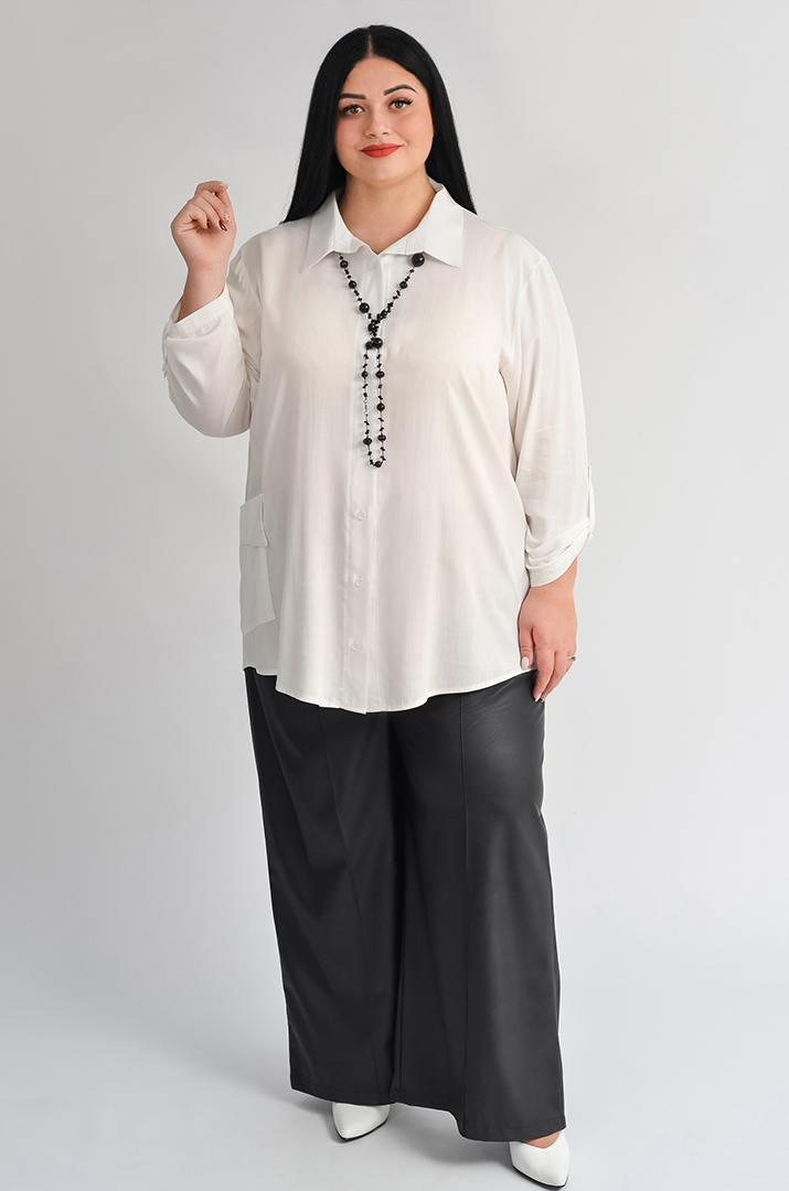 Довга біла сорочка з декоративною планкою з ґудзиками великих розмірів