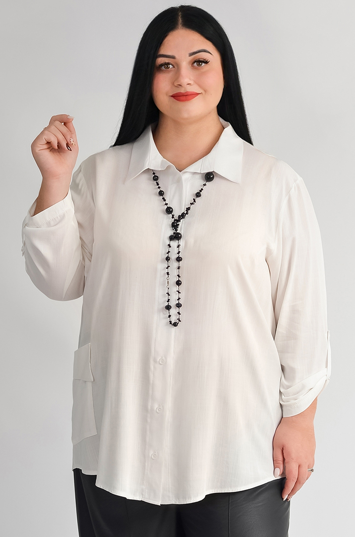 Довга біла сорочка з декоративною планкою з ґудзиками великих розмірів