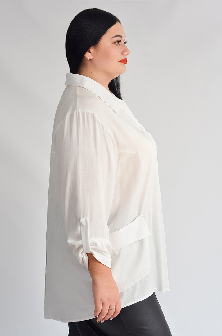 Довга біла сорочка з декоративною планкою з ґудзиками великих розмірів