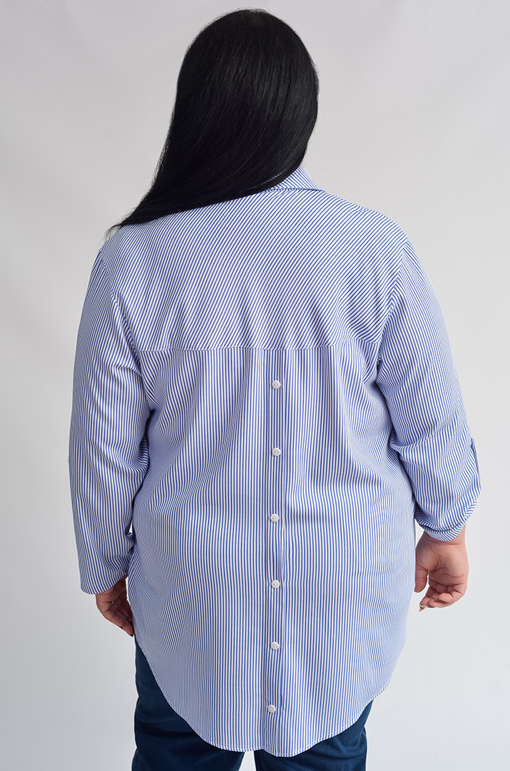 Сорочка довга в смужку з кишенею великих розмірів