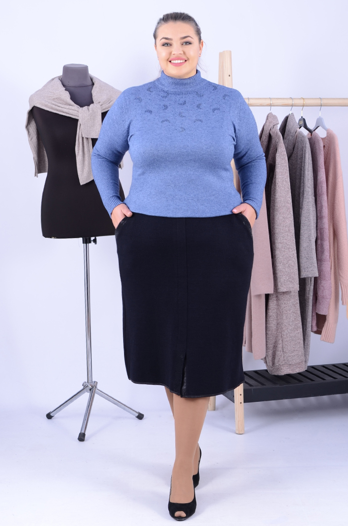 Спідниця в'язана з блискітками міді батал