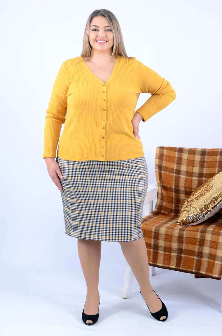 Спідниця міді зі стильним принтом батал