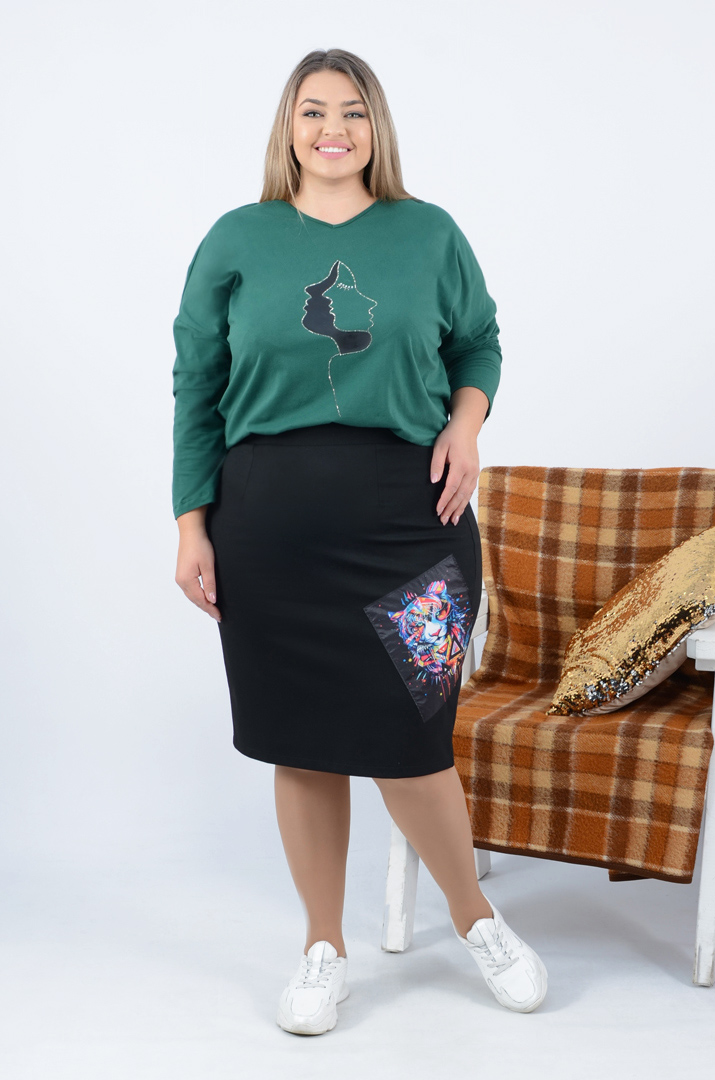 Юбка миди с ярким рисунком супер батал