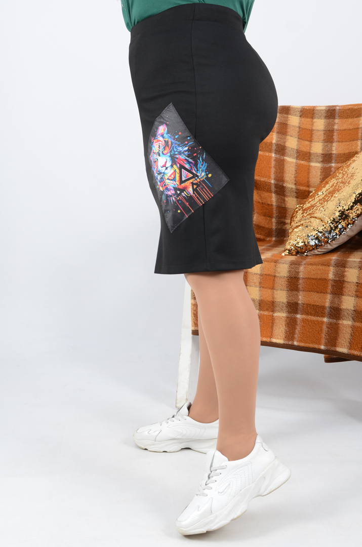 Юбка миди с ярким рисунком супер батал