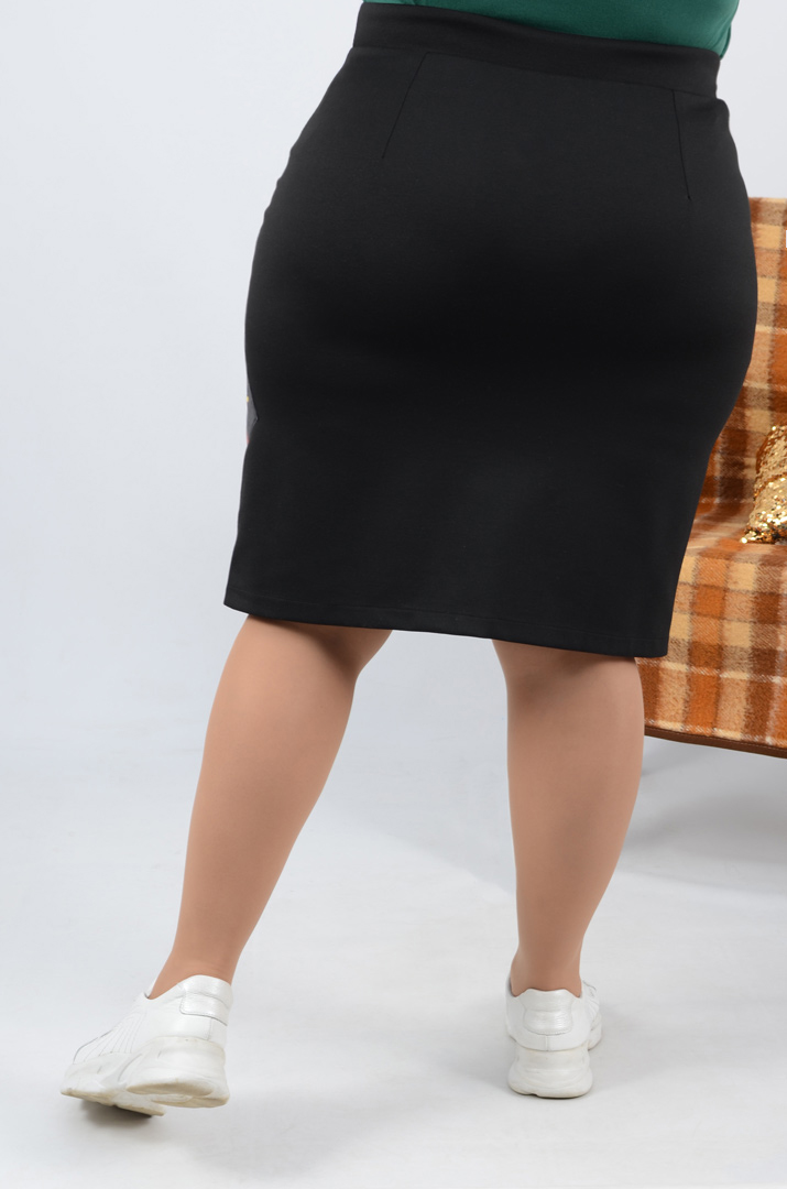 Юбка миди с ярким рисунком супер батал