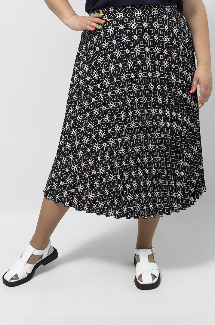 Спідниця плісе в геометричний принт батал