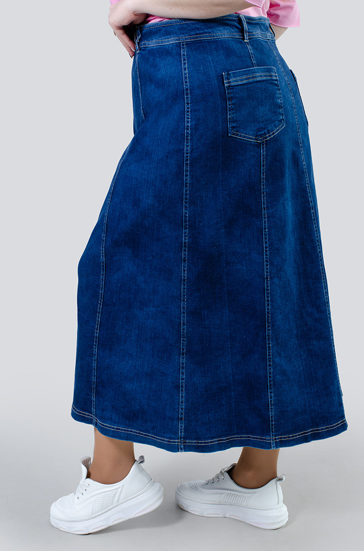 Юбка джинсовая макси на пуговицах батал