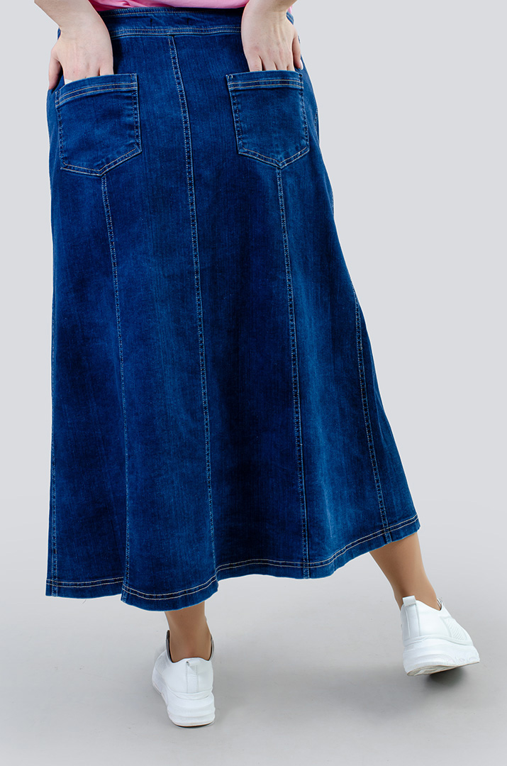 Юбка джинсовая макси на пуговицах батал